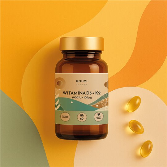 UNUVI - Witamina D3 + K2 4000 IU 100 mcg  | 60 kapsułek olejowych (Softgel)