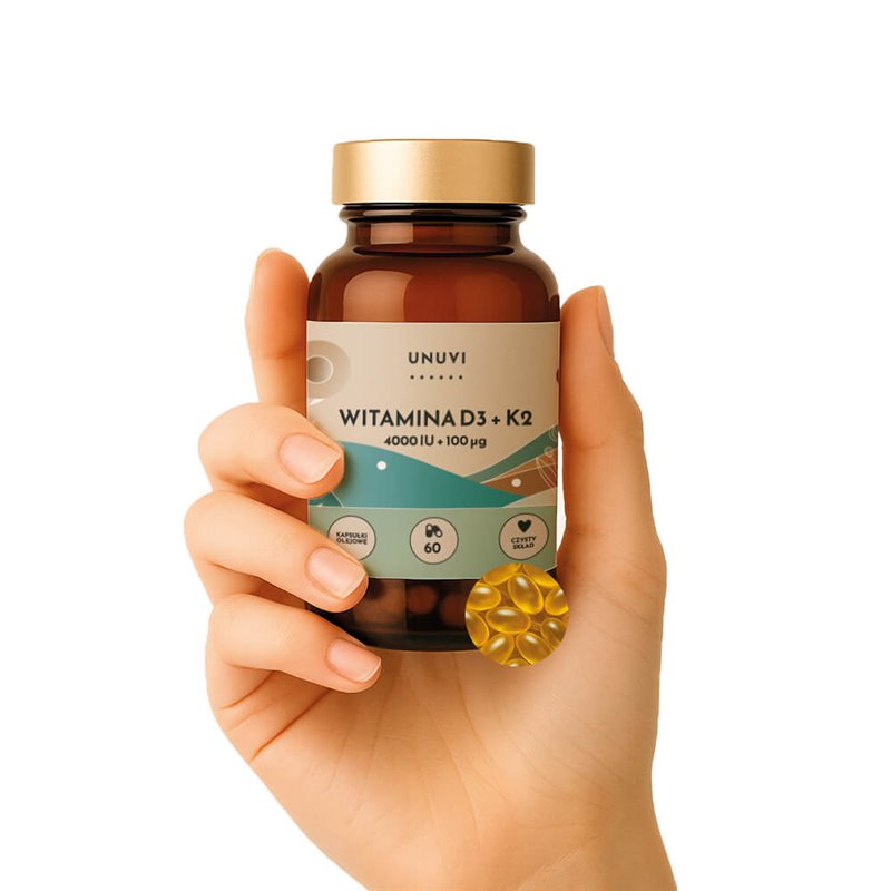 UNUVI - Witamina D3 + K2 4000 IU 100 mcg  | 60 kapsułek olejowych (Softgel)